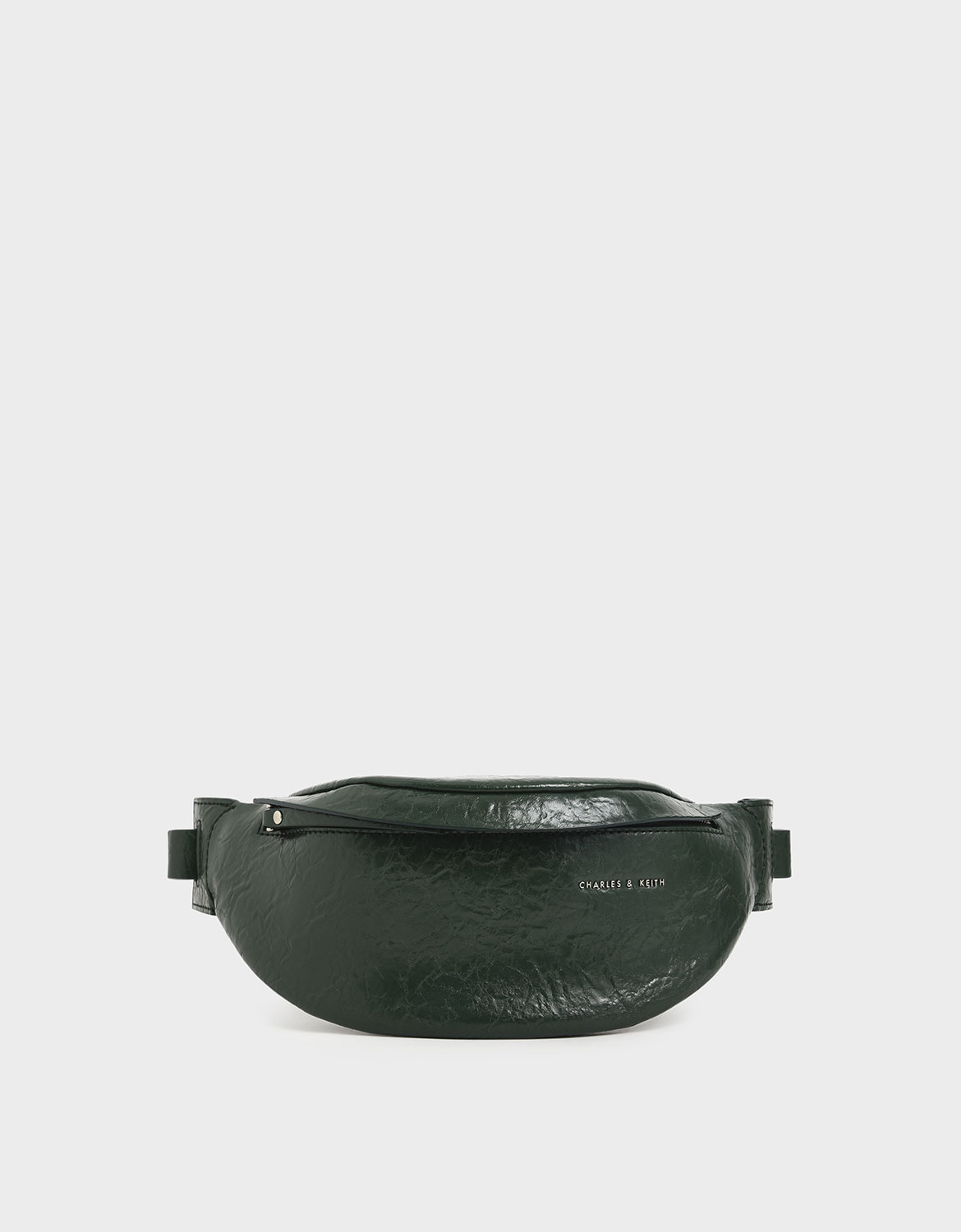 women’s dark green wrinkled effect belt bag