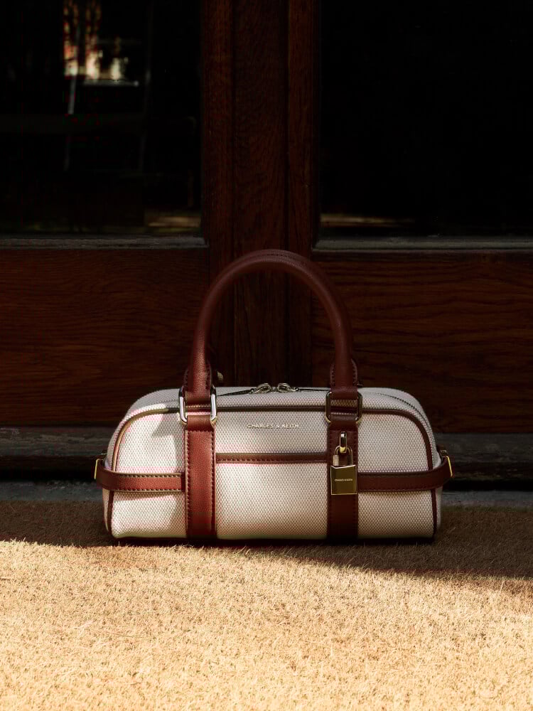 Women’s Scottie canvas bowling bag in brick - CHARLES & KEITH