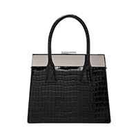 Croc-Effect Leather Top Handle Bag