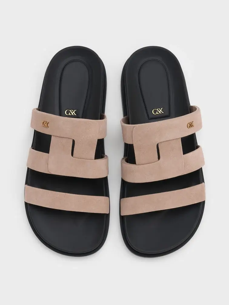 Taupe flatform sandals, a casual-chic pair for everyday wear.