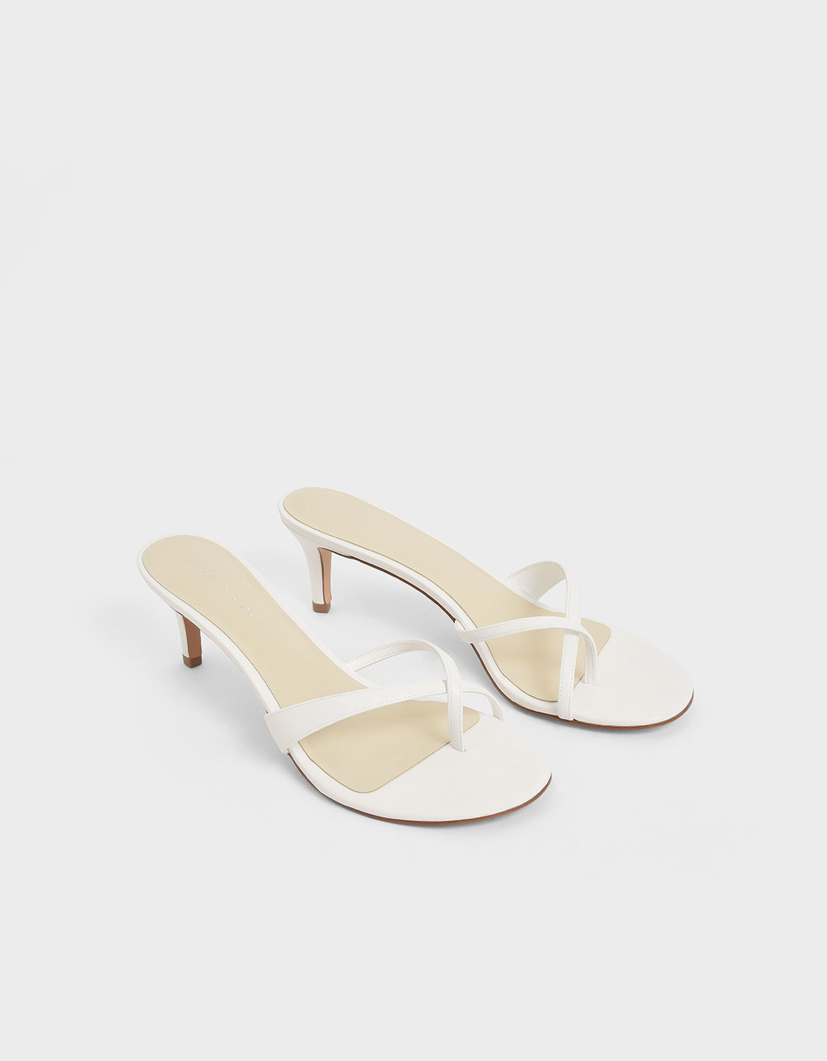 Women’s white toe strap heeled sandals