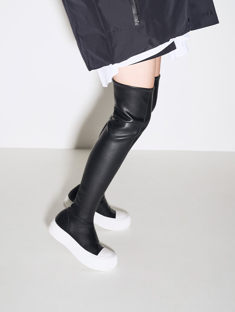 Women’s Harrianna thigh-high boots (close up) - CHARLES & KEITH