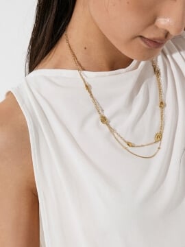 Women’s Aine crystal double-chain necklace in gold – CHARLES & KEITH TH