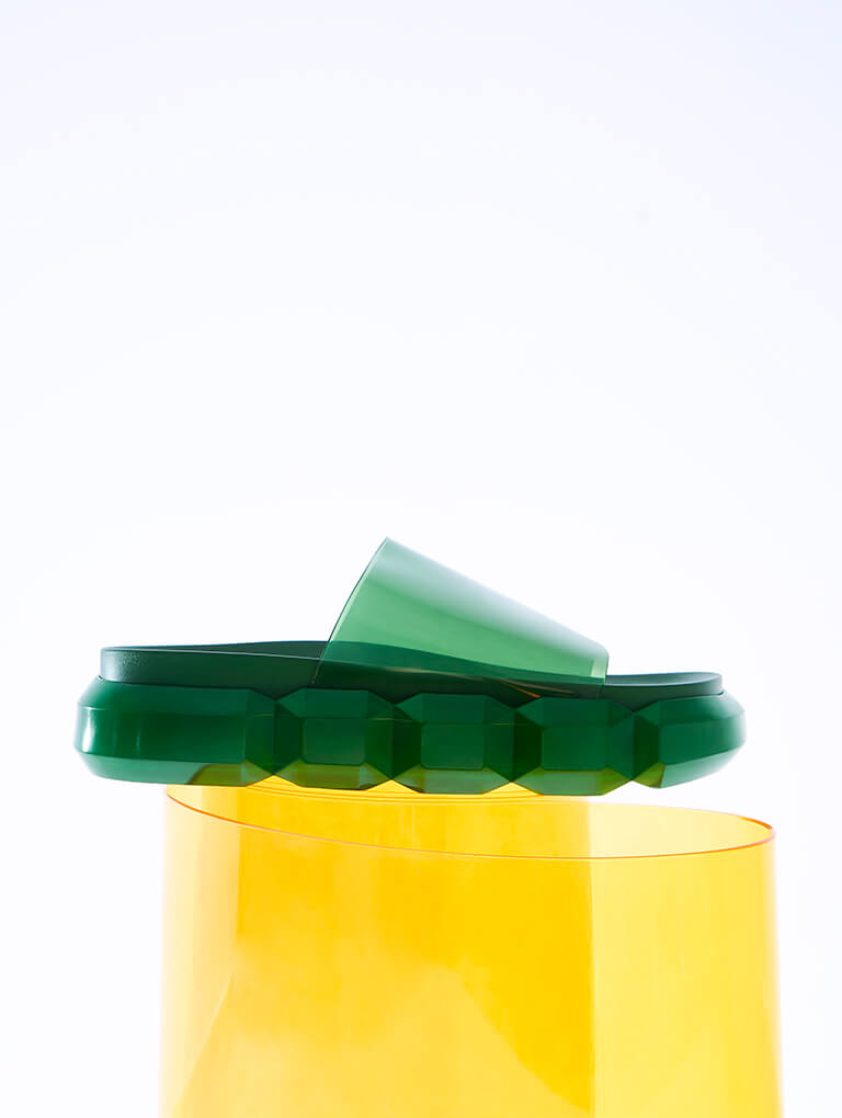 Women’s See-Through Geometric Mules in white and   – CHARLES & KEITH