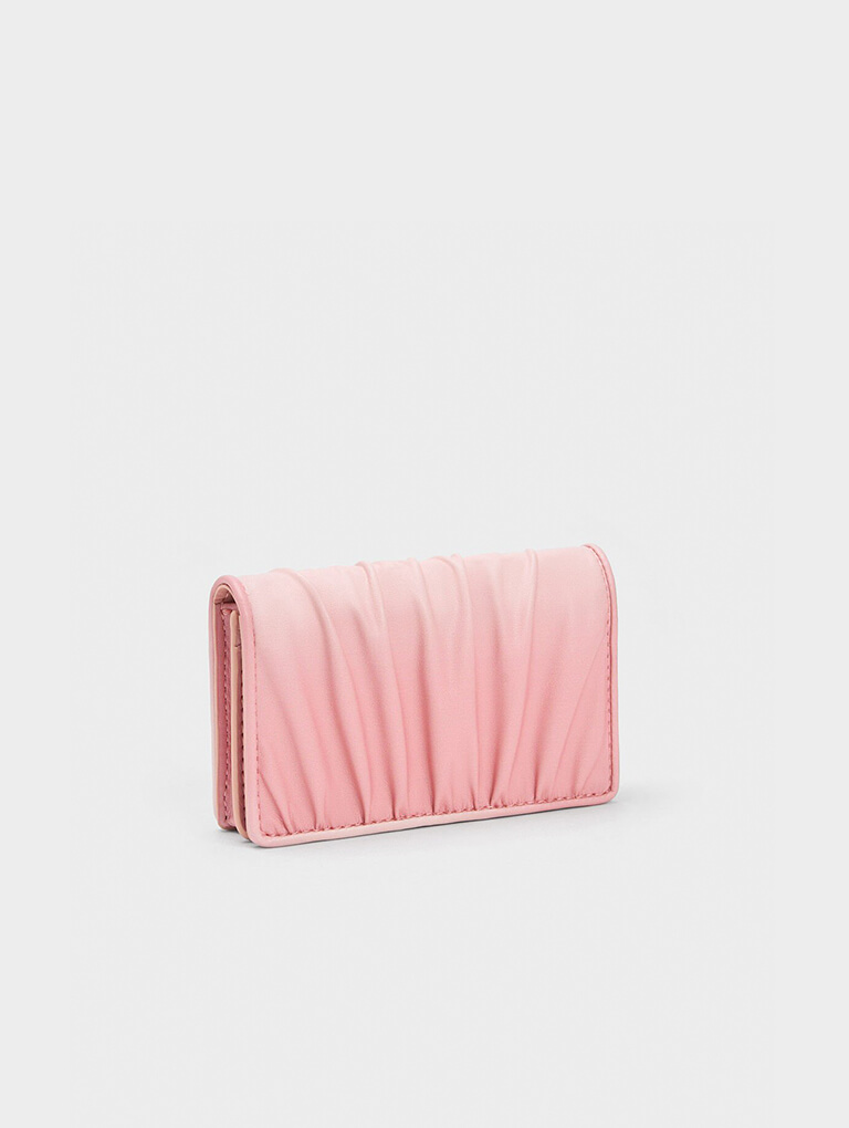 Women’s Aldora Ruched Cardholder in light pink - CHARLES & KEITH