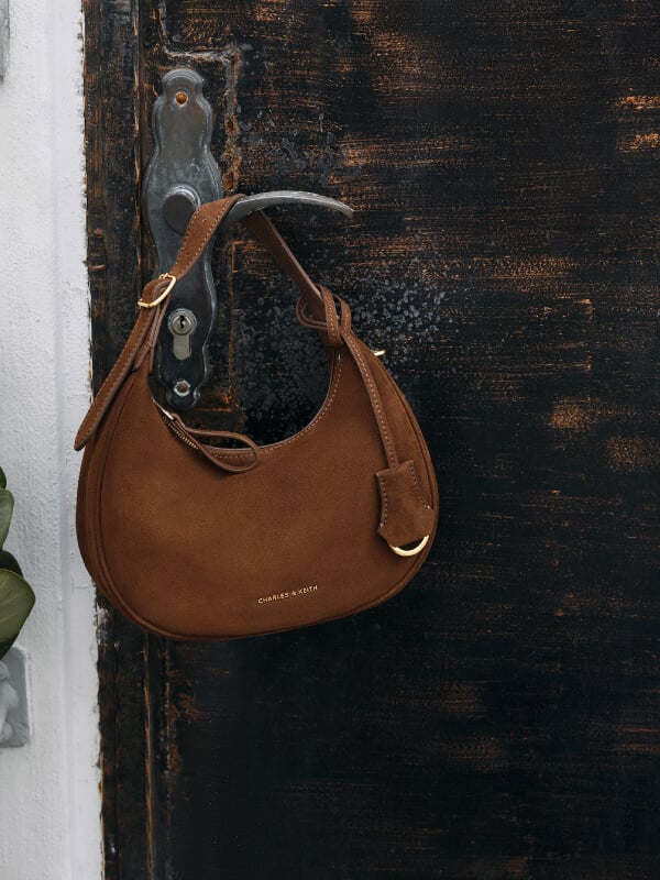 Women’s Vega faux suede hobo bag in pecan brown - CHARLES & KEITH