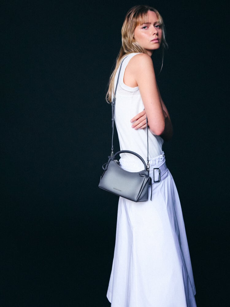 Women’s Hazel burnished bow top handle bag - CHARLES & KEITH