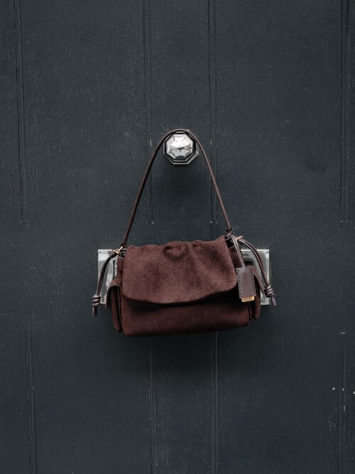 Sienna Brown Sianna Recycled Suede Bowling Bag - CHARLES & KEITH