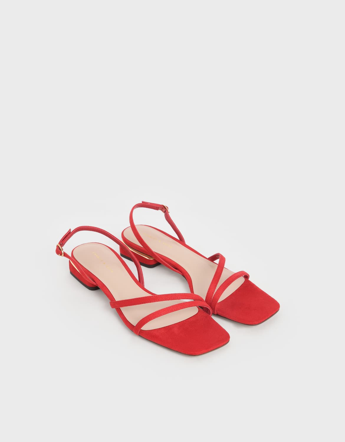 Women’s textured strappy slingback heels in red – CHARLES & KEITH