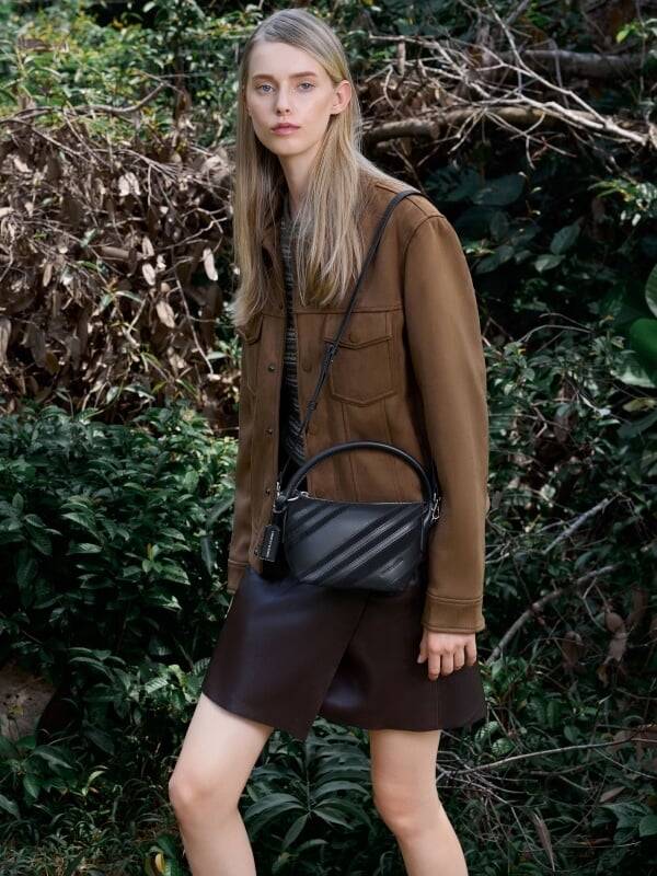 Woman’s Zeya recycled suede top handle bag - CHARLES & KEITH TH
