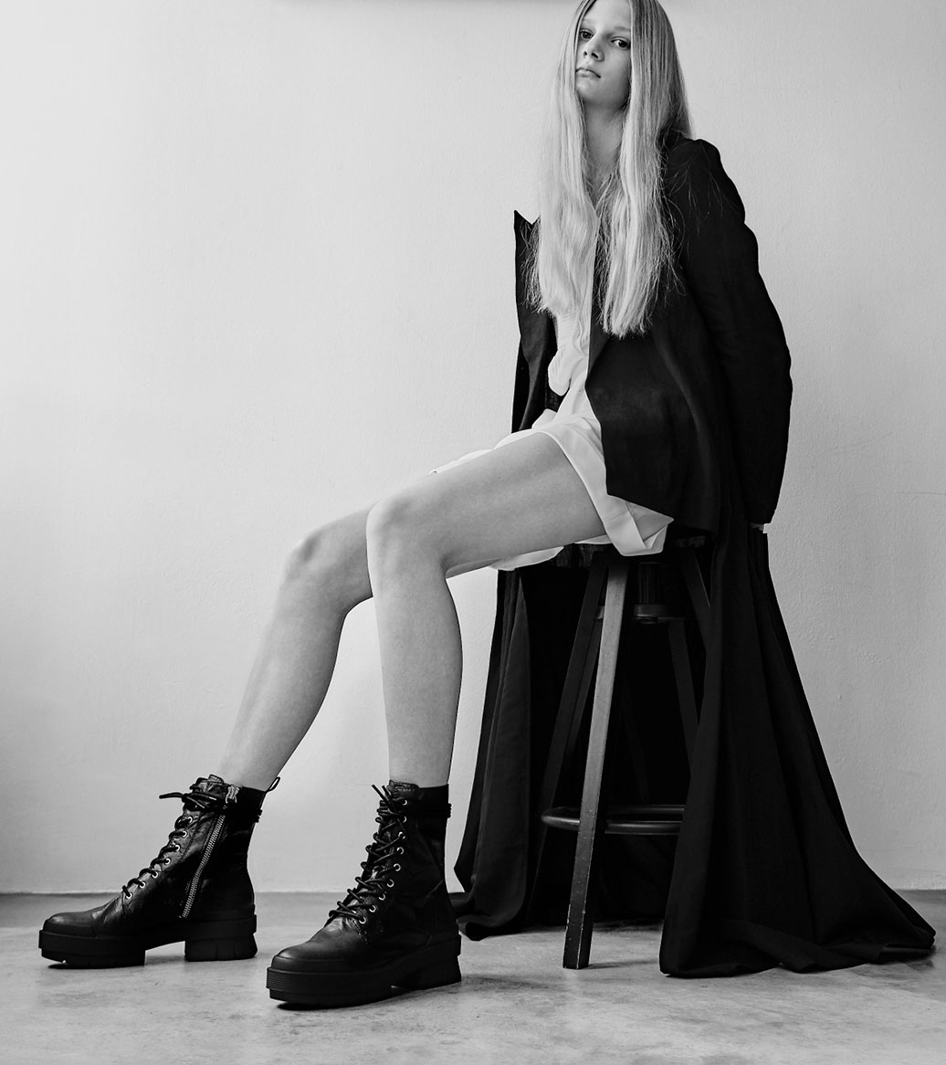 Women’s lace-up combat boots (close up) – CHARLES & KEITH