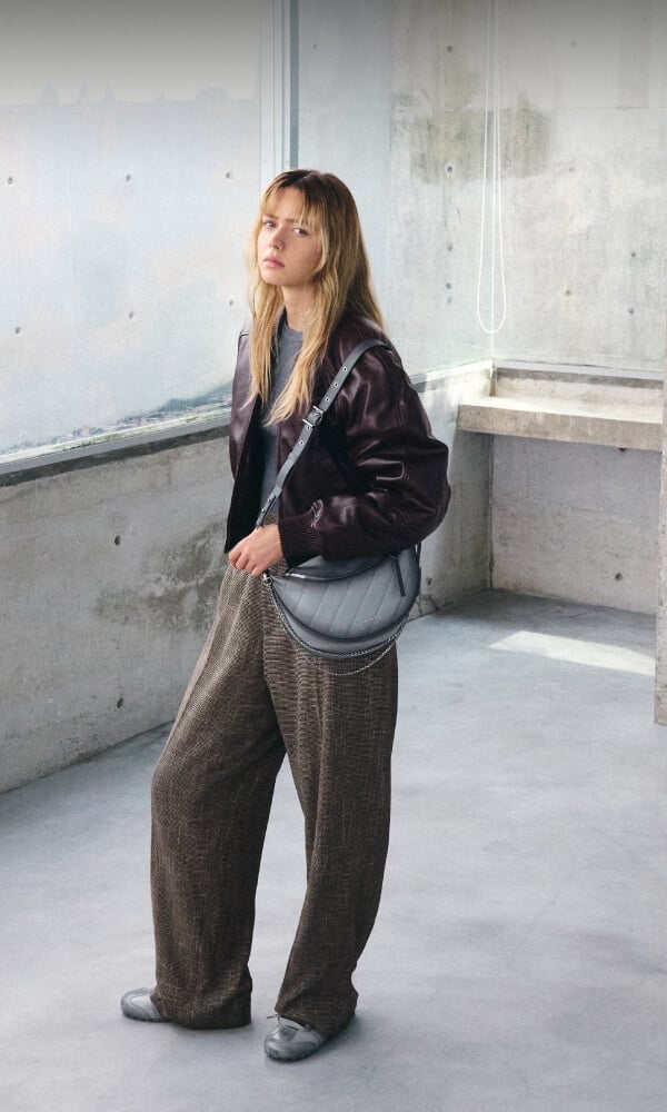 Women’s grey Philomena half-moon crossbody bag - CHARLES & KEITH