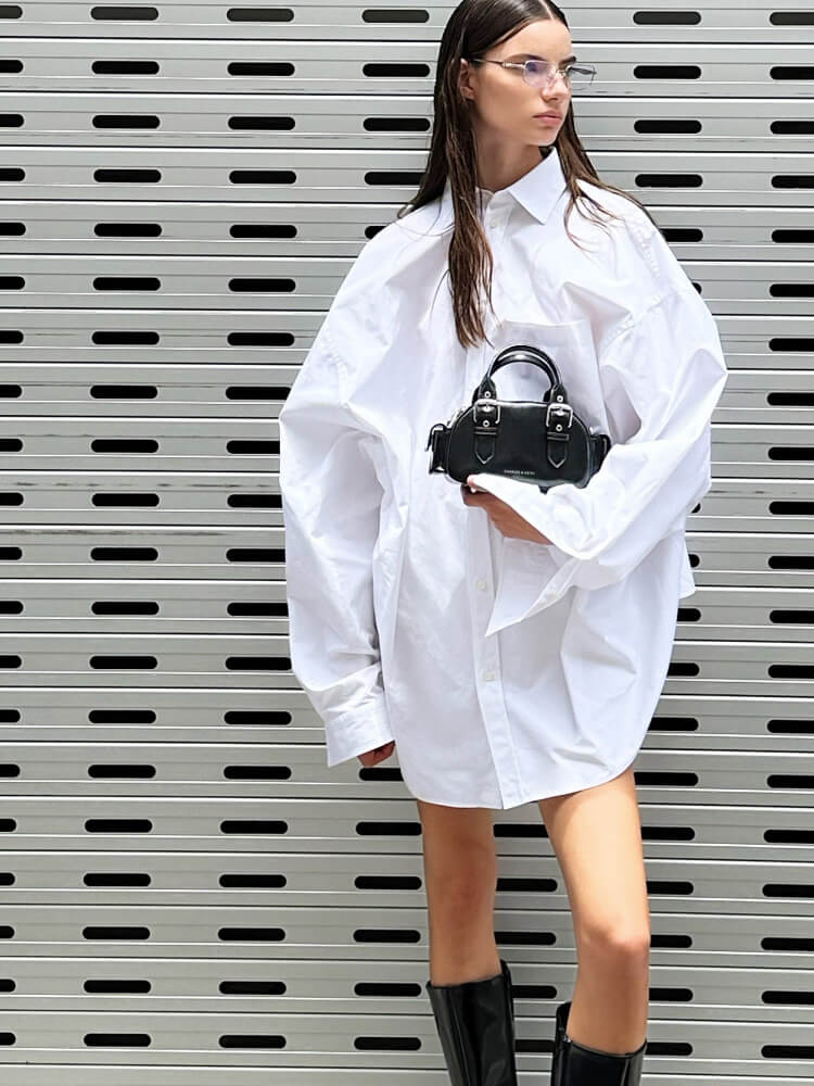 Blaise Buckle-Strap Side-Pocket Bowling Bag - CHARLES & KEITH