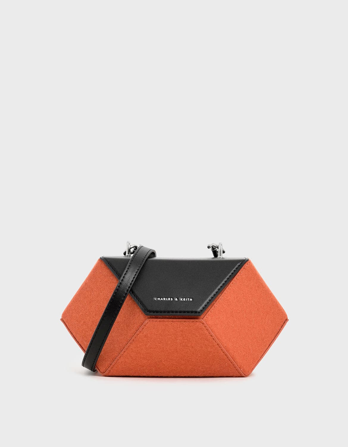 two-tone demi chain handle hexagon bag in orange – CHARLES & KEITH