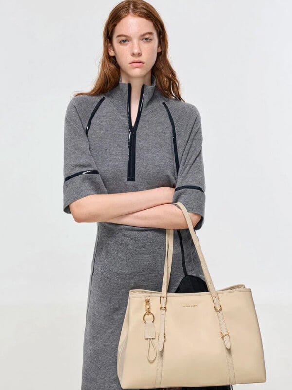 Women’s Levy nylon tote bag in dusted oat - CHARLES & KEITH
