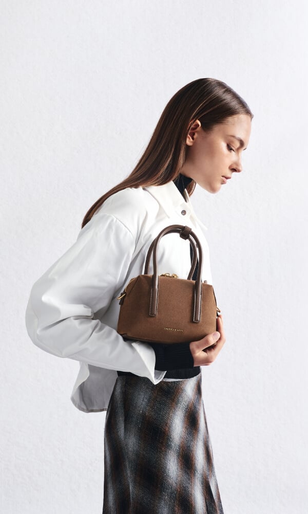 Woman’s Deyna Recycled Suede Bowling Bag - CHARLES & KEITH