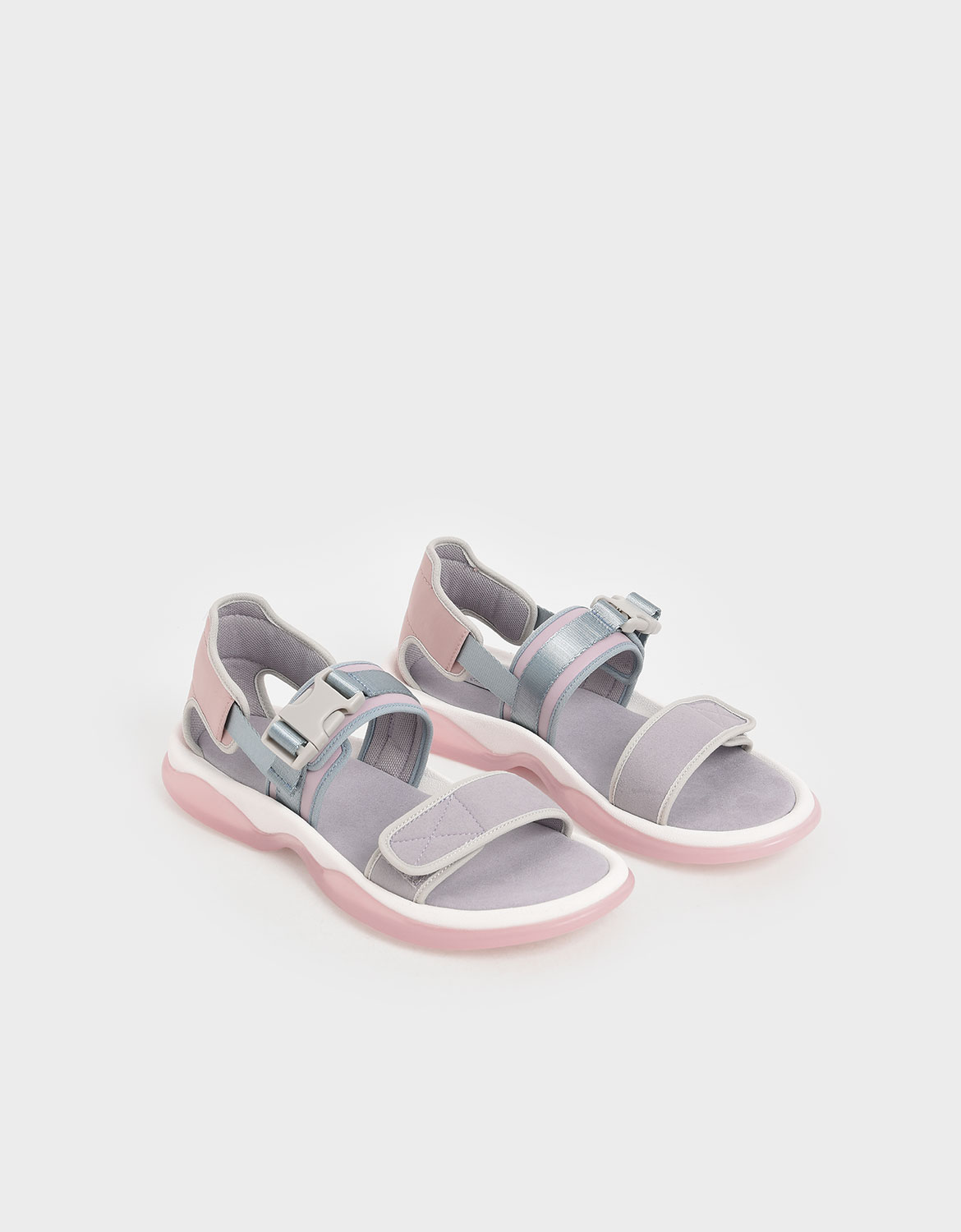 Women’s lilac lycra & microsuede sandals