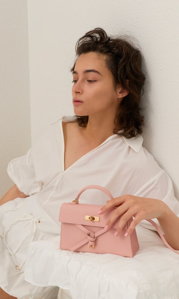 Pink Tricha Knotted-Belt Top Handle Bag - CHARLES & KEITH