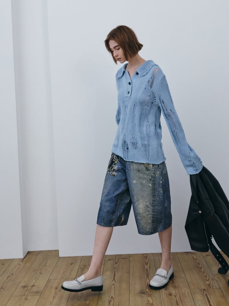 Women’s Georgie chain loafers in light grey - CHARLES & KEITH