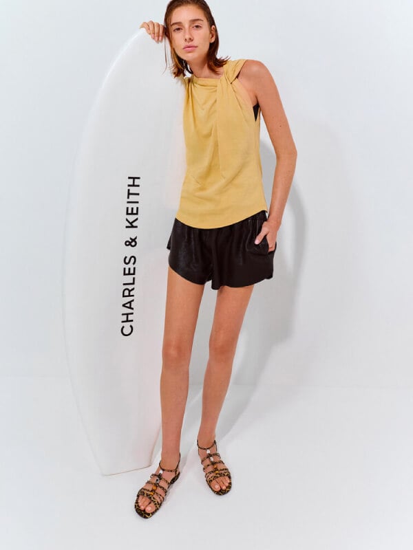 Women’s Georgie leopard-print bead strappy sandals - CHARLES & KEITH