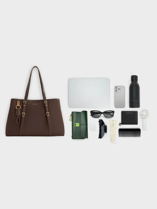 Espresso Brown Levy Nylon Tote Bag - CHARLES & KEITH