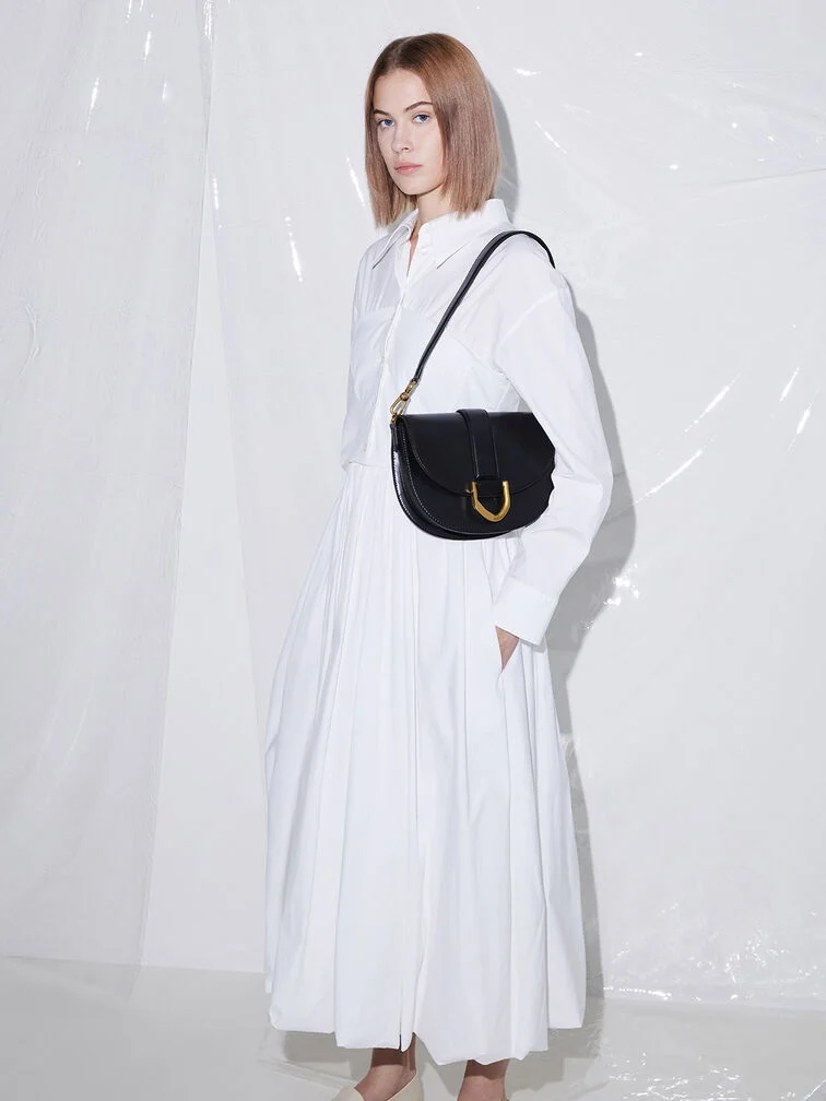 Women’s Gabine saddle bag in black - CHARLES & KEITH