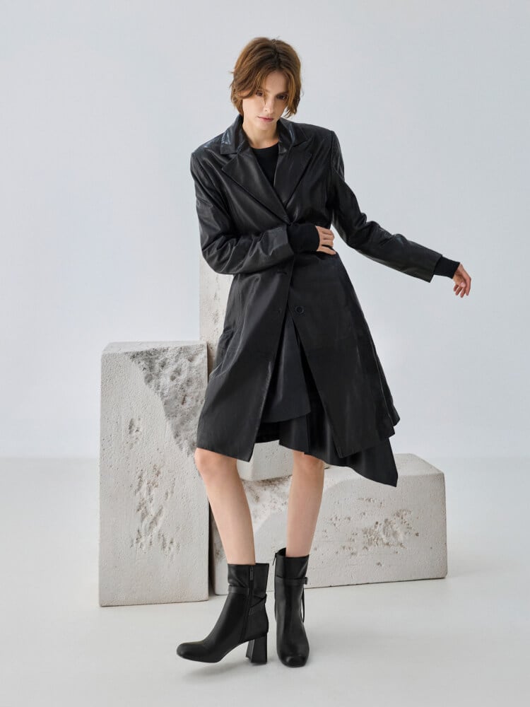 Women’s black Eliza block-heel ankle boots - CHARLES & KEITH