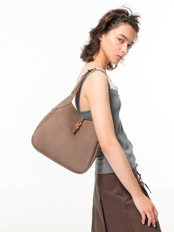 Stone Grey Adalyn Hobo Bag - CHARLES & KEITH