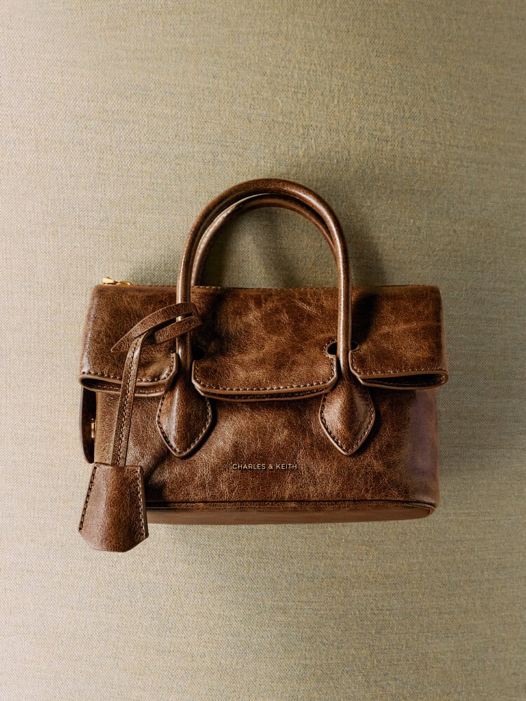 Women’s Aveline front-flap crossbody bag in pecan brown - CHARLES & KEITH