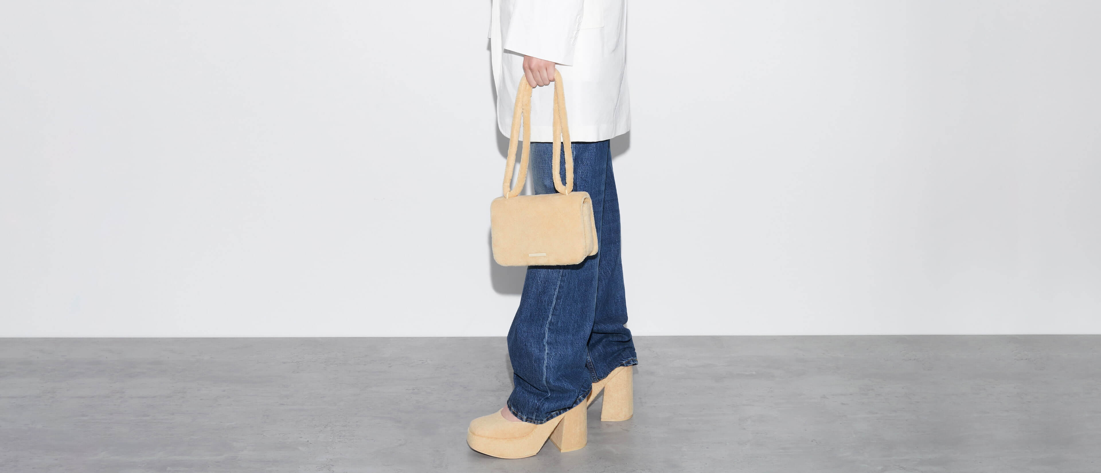 Women’s Loey ankle-strap platform pumps & Loey textured crossbody bag in beige - CHARLES & KEITH