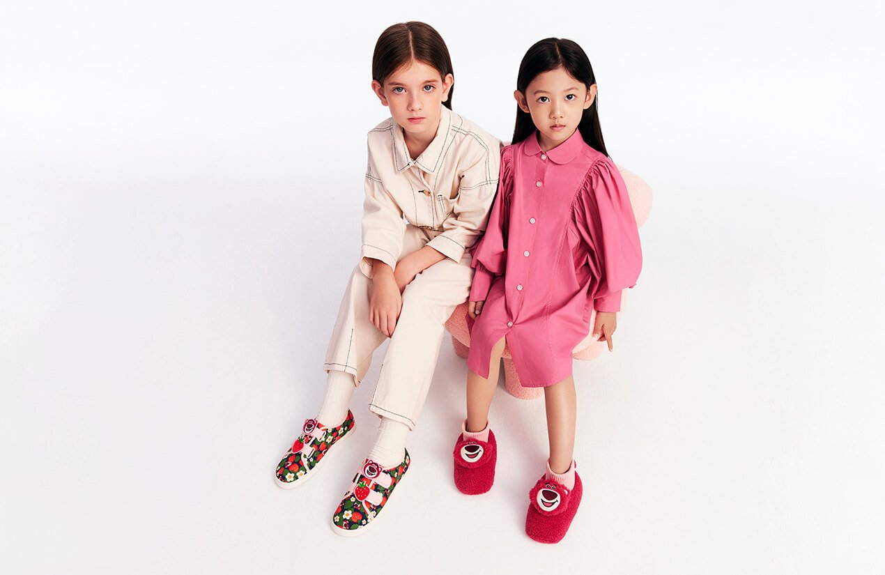 Girls' Lotso Strawberry-Print Sneakers and Furry Sock-Knit Boots, both in pink - CHARLES & KEITH