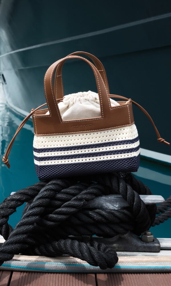 Girls' Ida striped knitted mini bag - CHARLES & KEITH