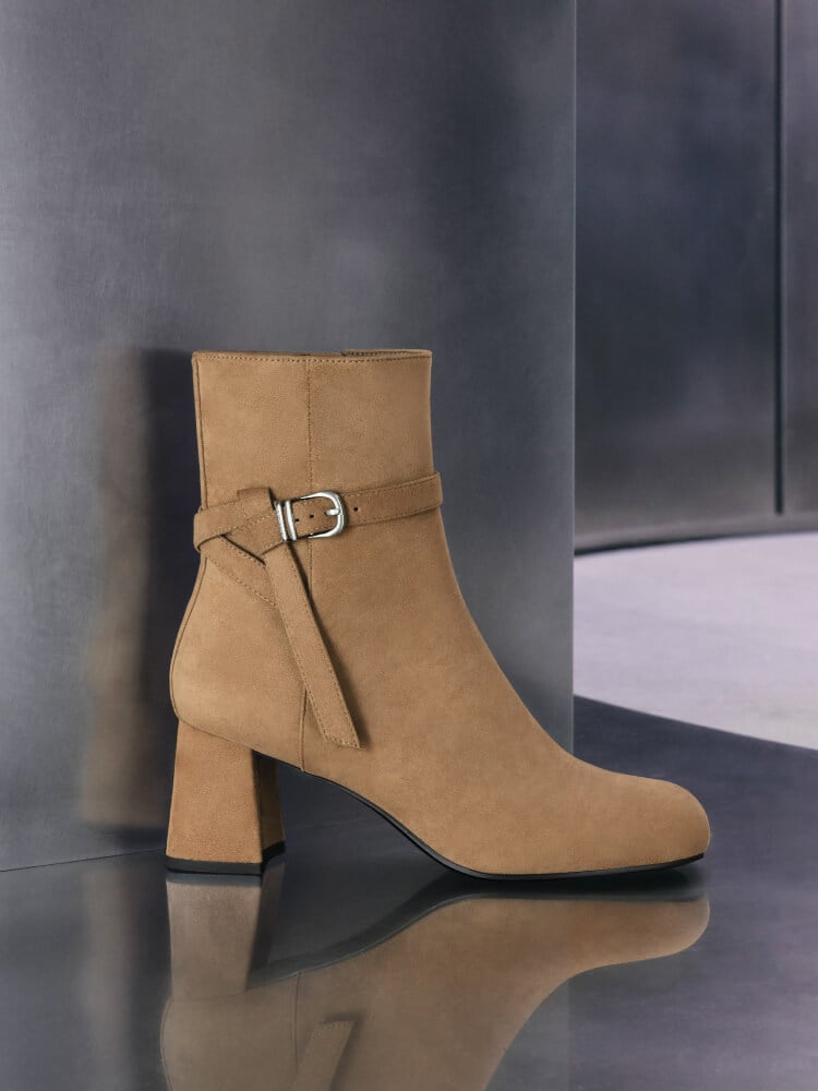 Women’s Eliza faux suede block-heel ankle boots - CHARLES & KEITH