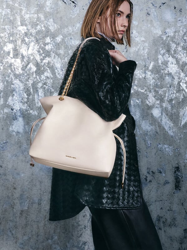 Cream Arya Braided-Strap Double-Handle Tote Bag - CHARLES & KEITH TH