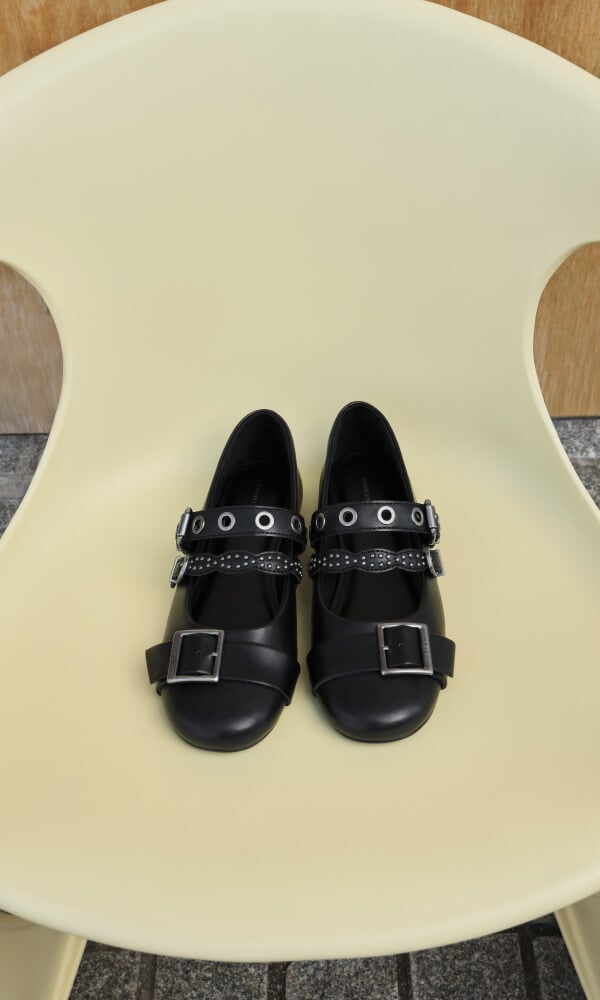 Women’s Aether grommet studded Mary Jane flats - CHARLES & KEITH