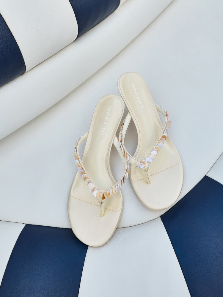Women’s Briella sequinned heeled thong sandals - CHARLES & KEITH