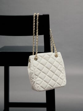 Women’s Alva quilted braided-strap shoulder bag in cream – CHARLES & KEITH TH