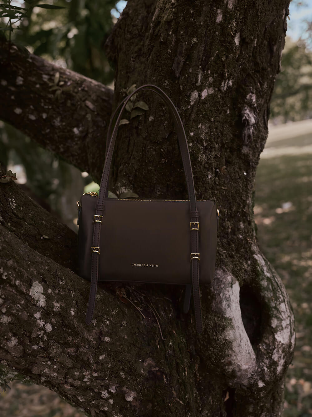Mini Levy Nylon Shoulder Bag in espresso brown - CHARLES & KEITH