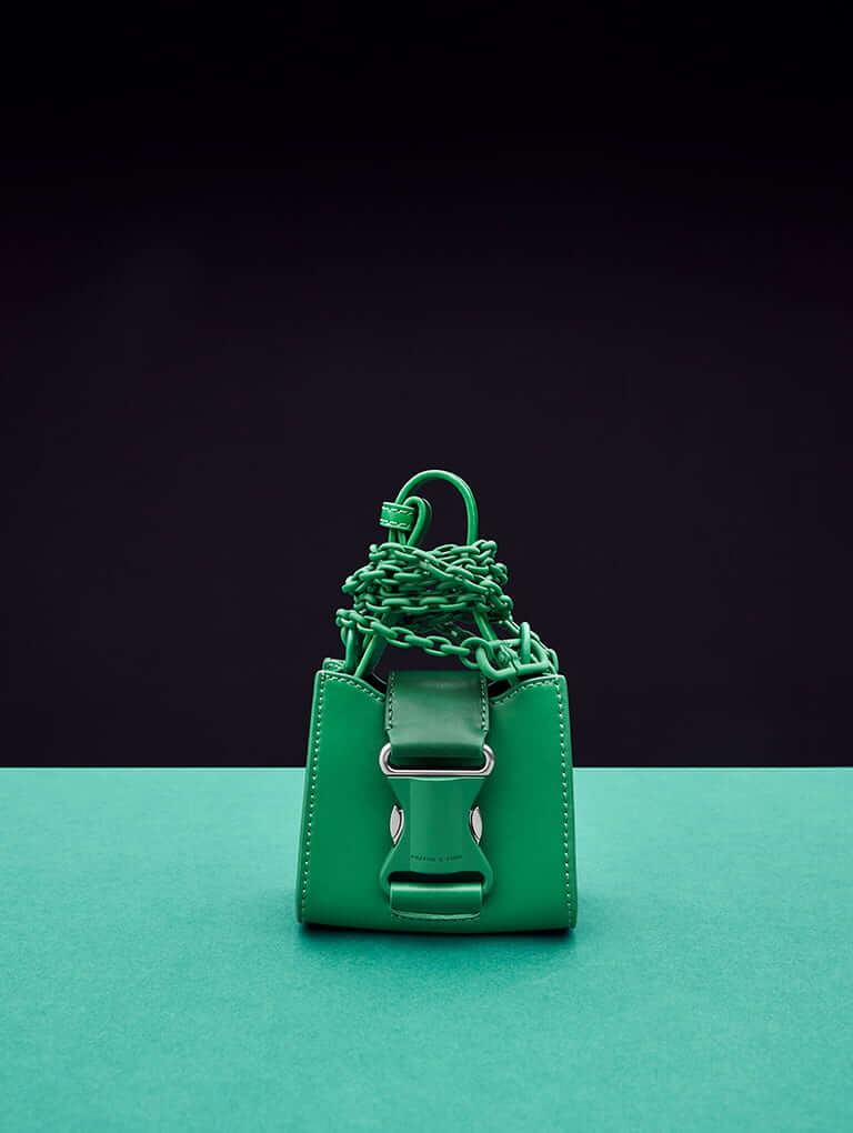 Women’s Ivy top handle mini bag in green  - CHARLES & KEITH