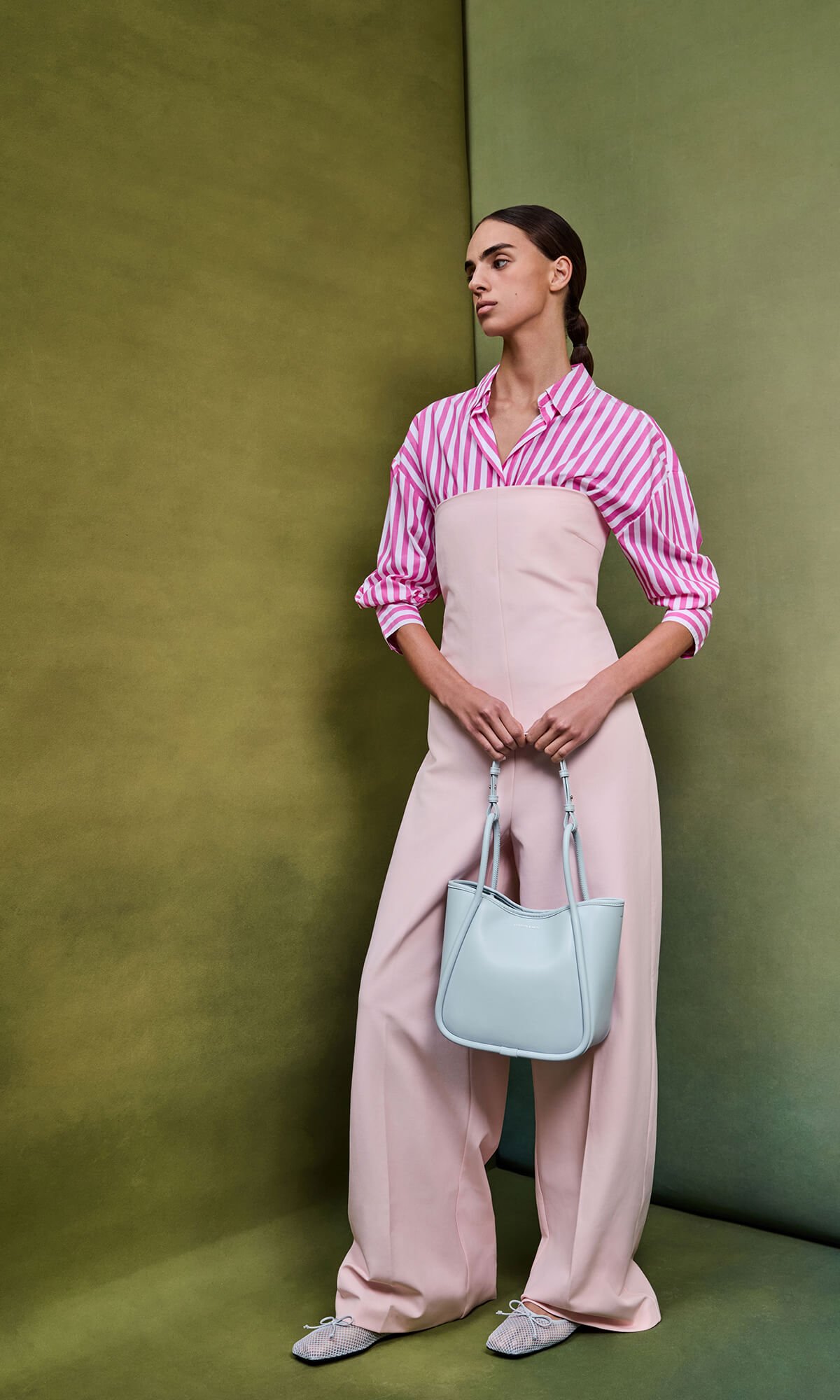 Women’s mini Lyla tubular tote bag in sea salt blue - CHARLES & KEITH