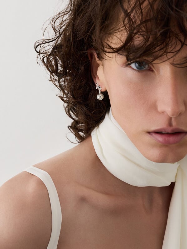 Athalia Crystal-Embellished Bow Snowflake-Ball Drop Earrings - CHARLES & KEITH