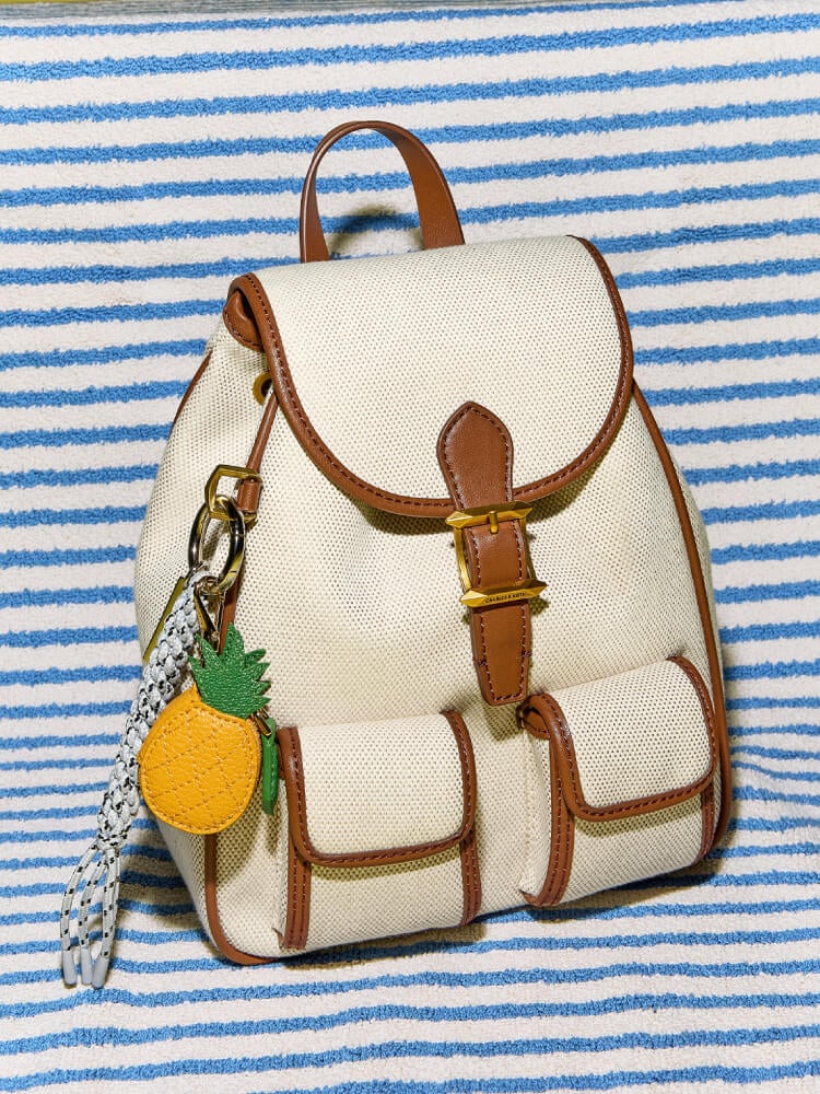 Women’s Bryna taupe canvas backpack - CHARLES & KEITH