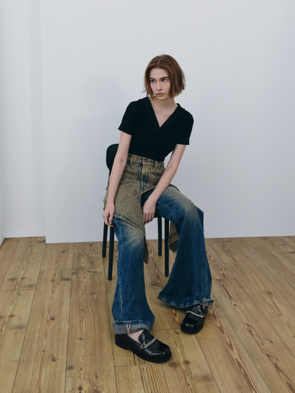 Women’s black box Georgia chain loafers - CHARLES & KEITH