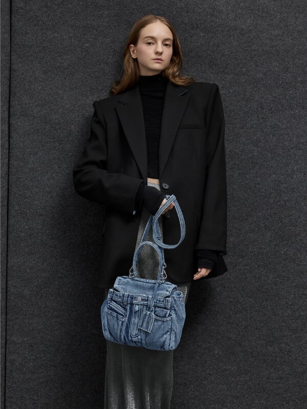 Women’s denim blue Arita denim jeans top handle bag - CHARLES & KEITH