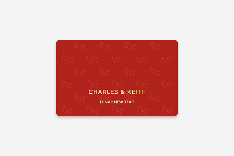 บัตรของขวัญเทศกาลตรุษจีน - ลายม้านำโชคสีทอง, สีมารูน, giftLanding