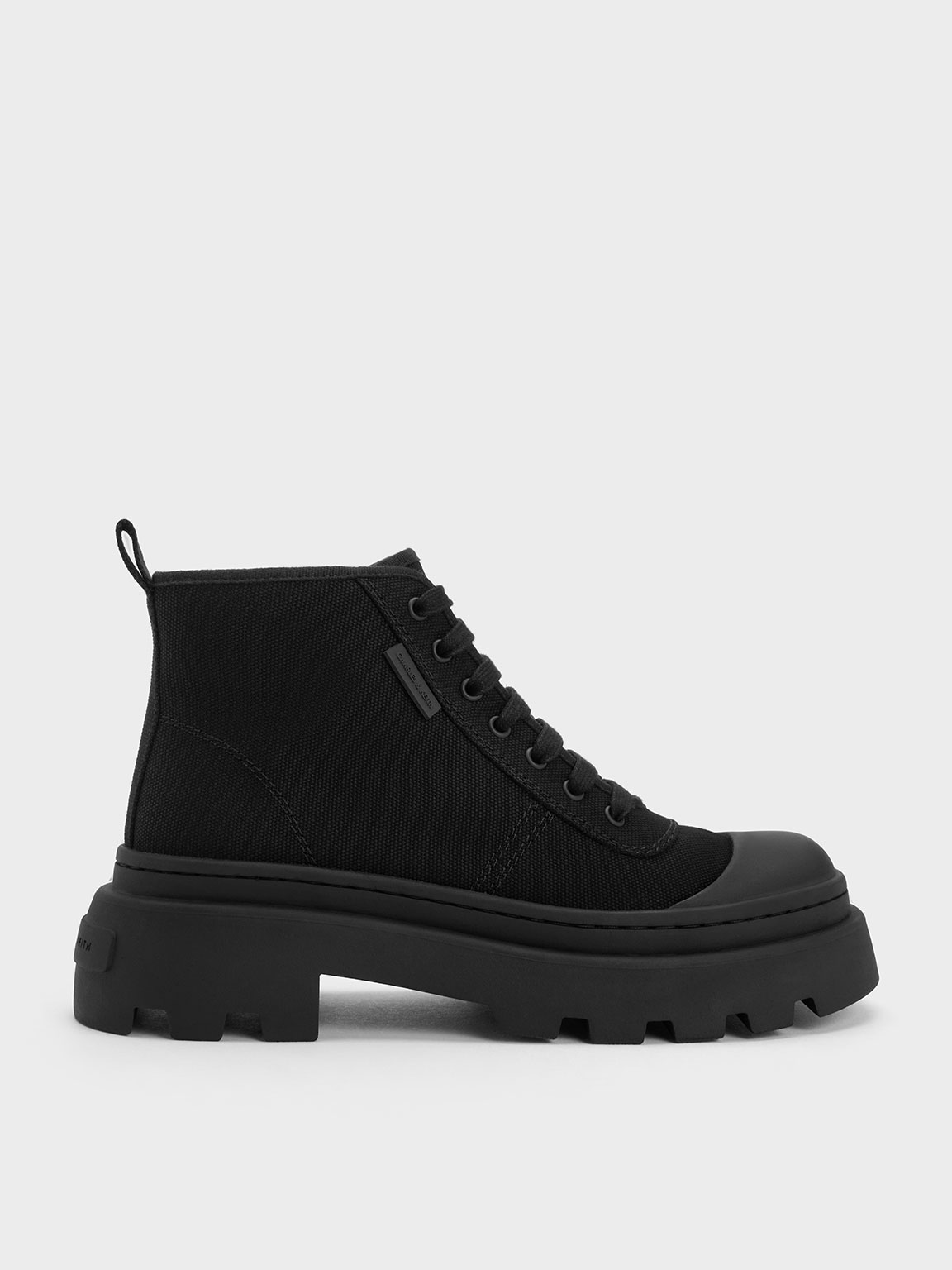 รองเท้าผ้าใบ Black Canvas HighTop Sneakers CHARLES & KEITH TH