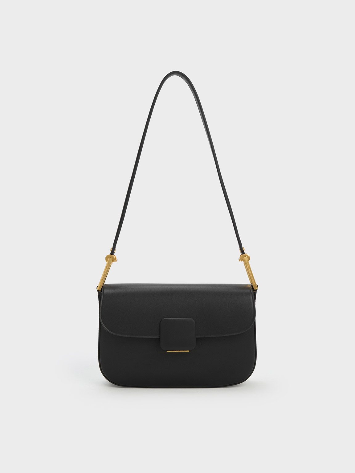 Black Koa Square Push-Lock Shoulder Bag - CHARLES & KEITH TH