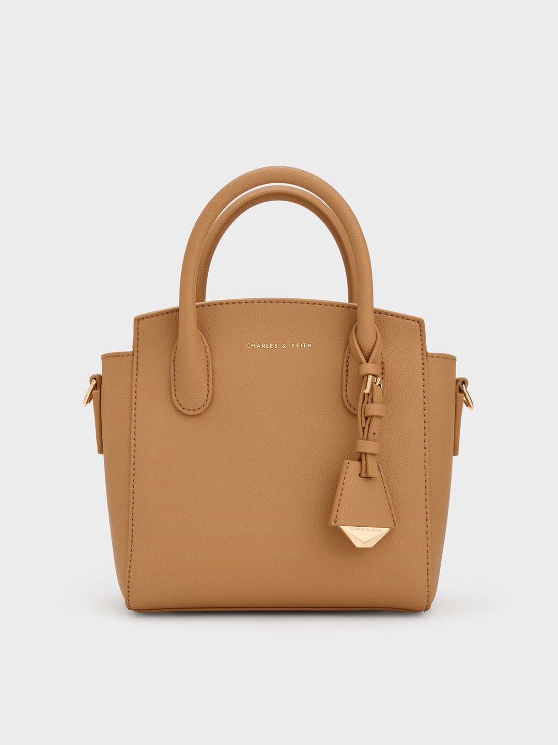 Camel Harper Structured Top Handle Bag - CHARLES & KEITH TH