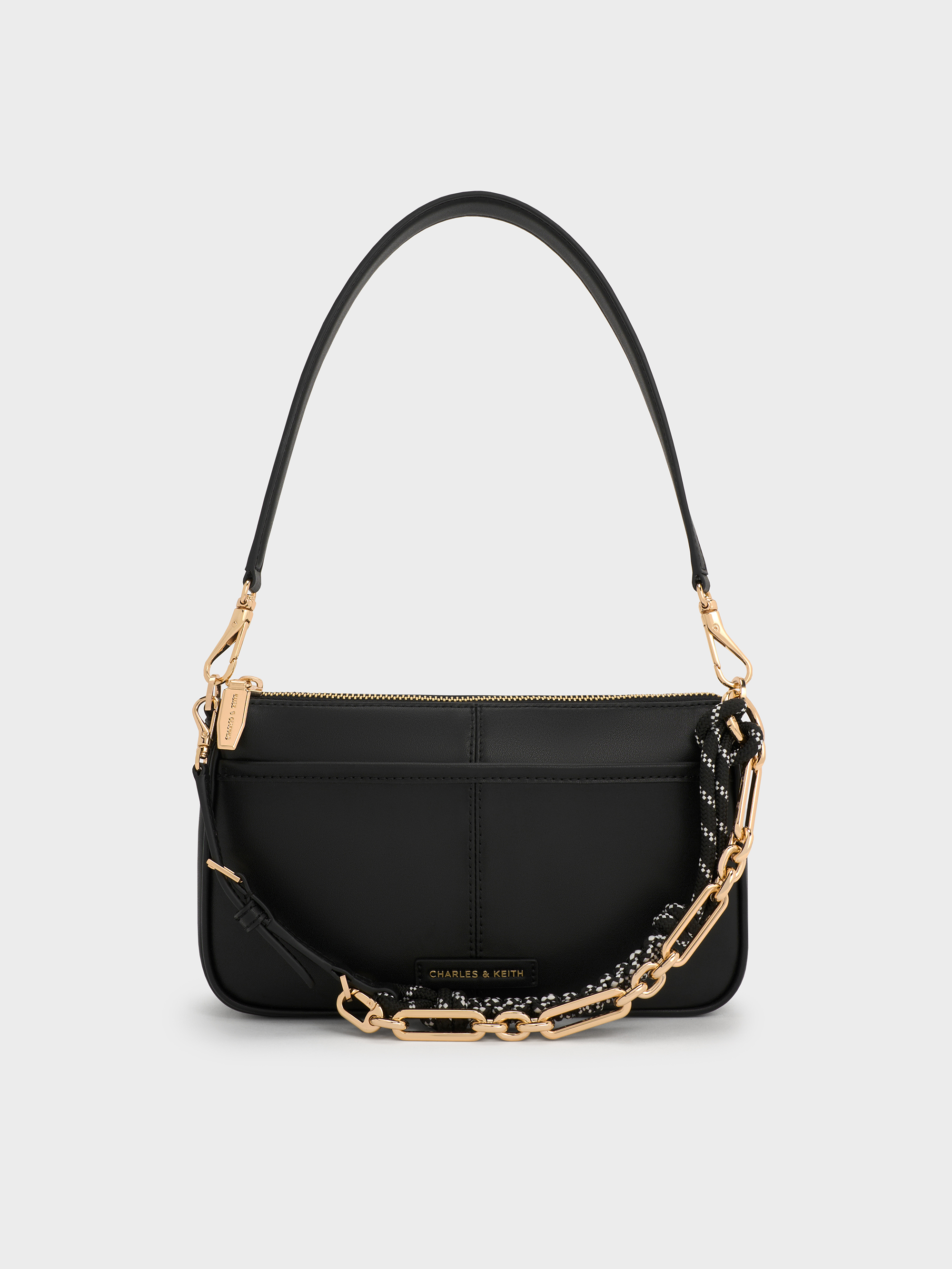 Black Addison Knotted-Rope Shoulder Bag - CHARLES & KEITH TH