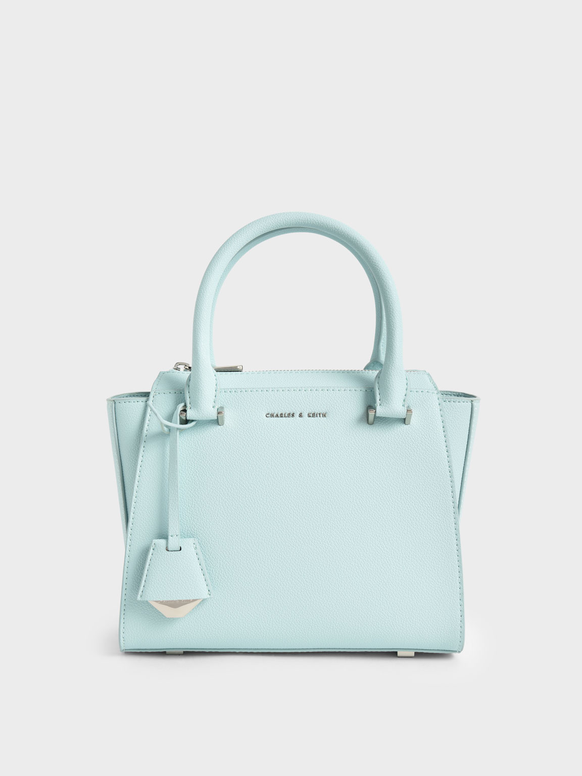 Light Blue Double Handle Trapeze Tote Bag - CHARLES & KEITH TH